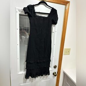 Abercrombie & Fitch Black Midi Dress with Ruffles